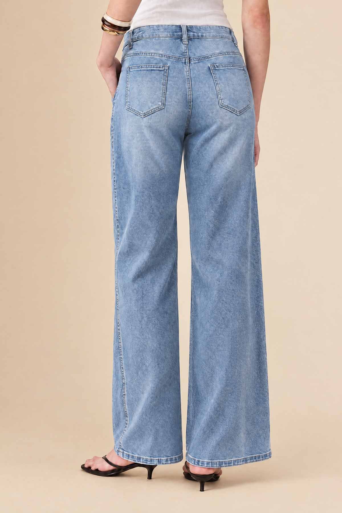 Womens Blue Baggy Wide Leg Jeans | CicyBell