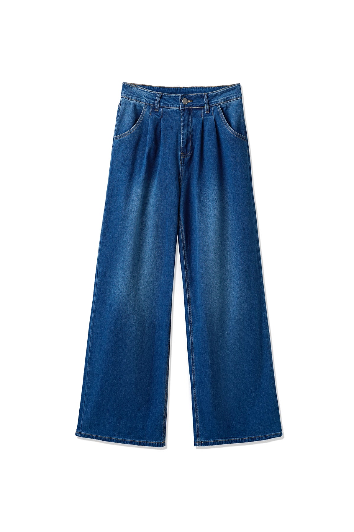 Womens Blue Baggy Wide Leg Jeans| CicyBell