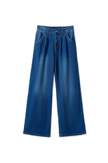 Womens Blue Baggy Wide Leg Jeans| CicyBell