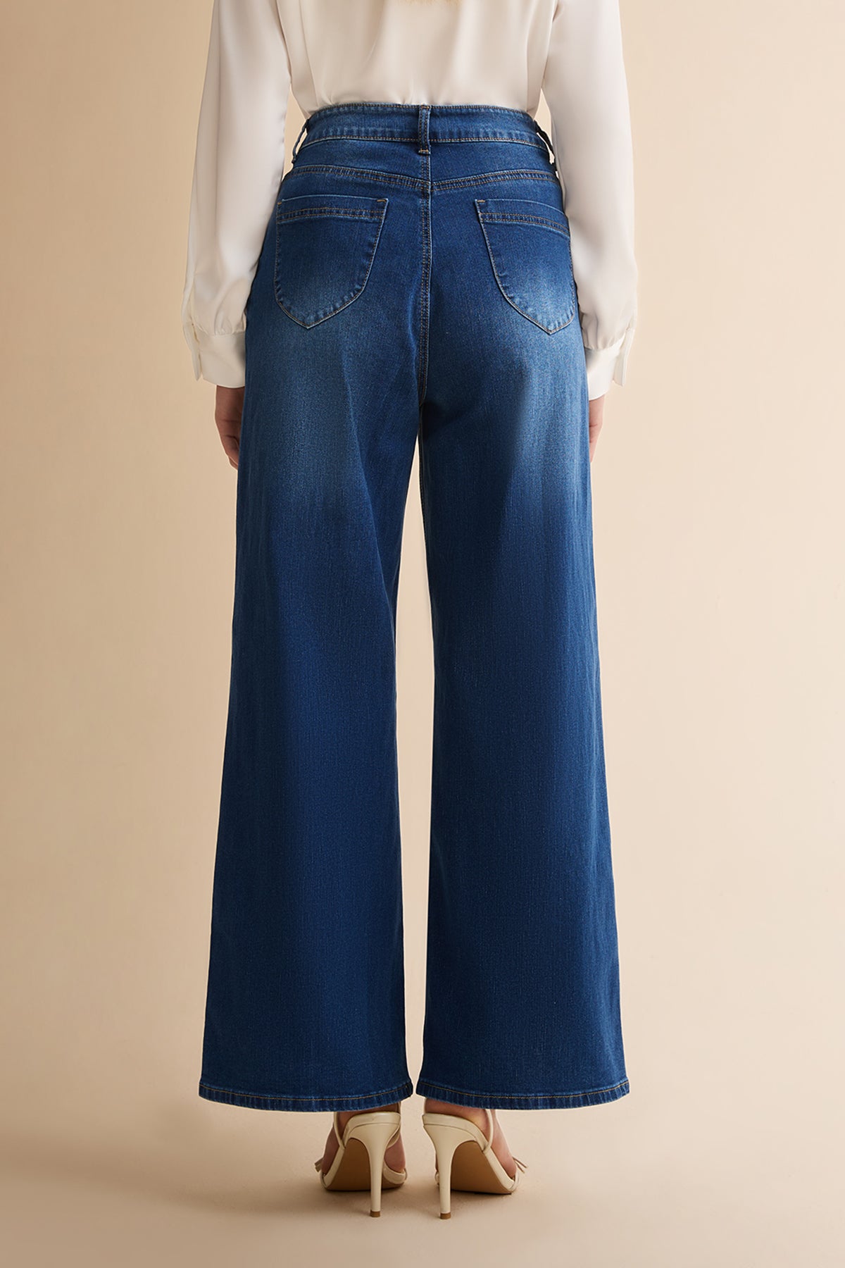 Womens Blue Baggy Wide Leg Jeans| CicyBell