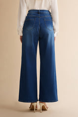 Womens Blue Baggy Wide Leg Jeans| CicyBell
