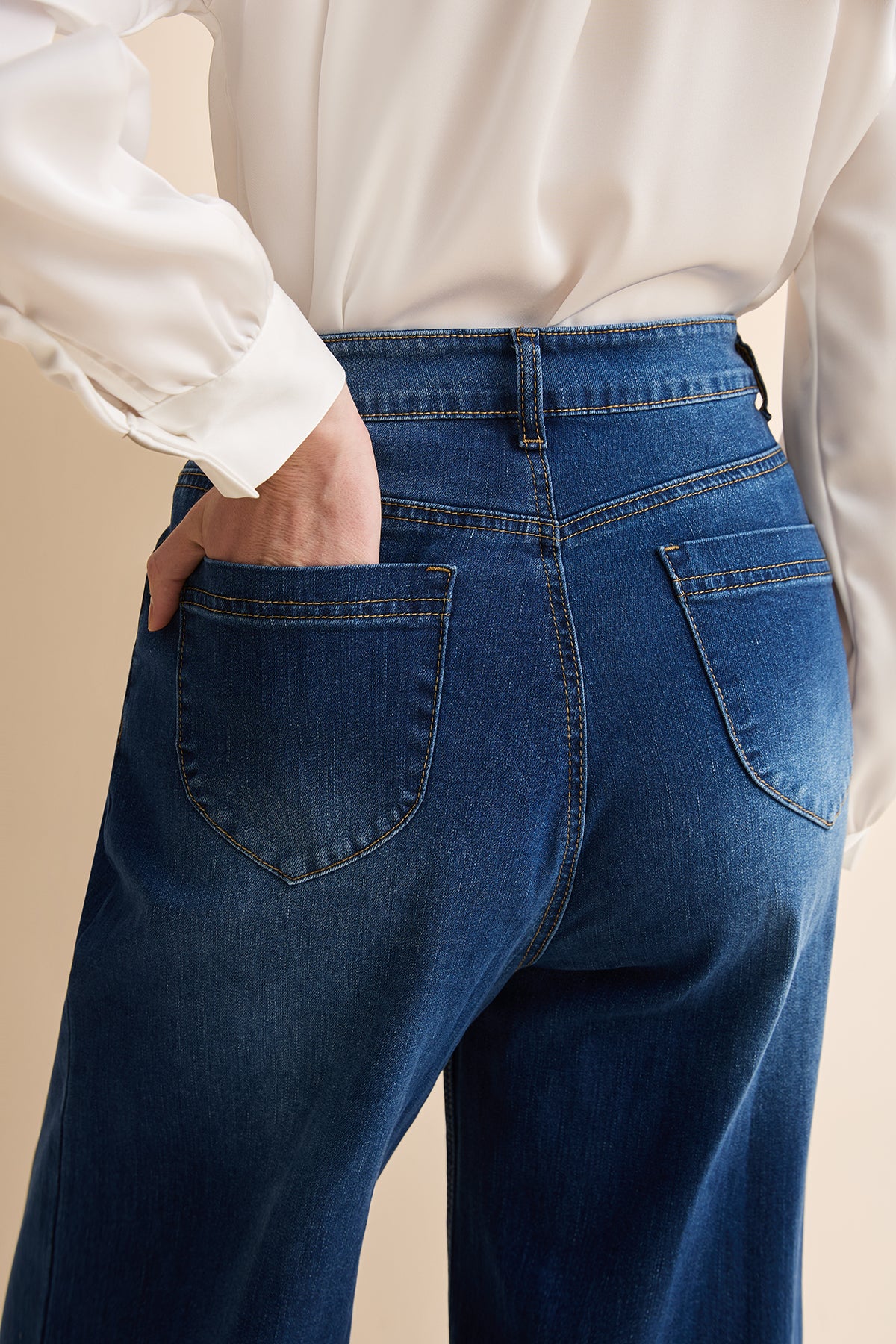 Womens Blue Baggy Wide Leg Jeans| CicyBell