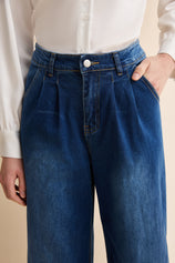 Womens Blue Baggy Wide Leg Jeans| CicyBell