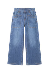 Womens Blue Wide Leg Flared Jeans | CicyBell