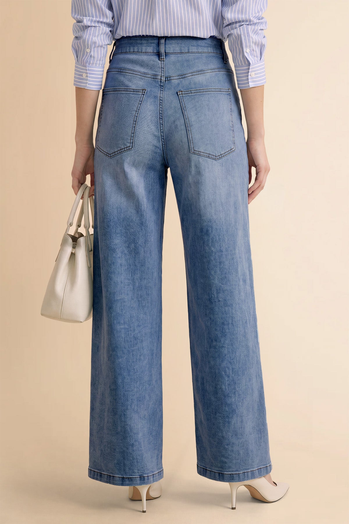 Womens Blue Wide Leg Flared Jeans | CicyBell