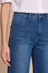 Womens Blue Baggy High Waisted Jeans | CicyBell