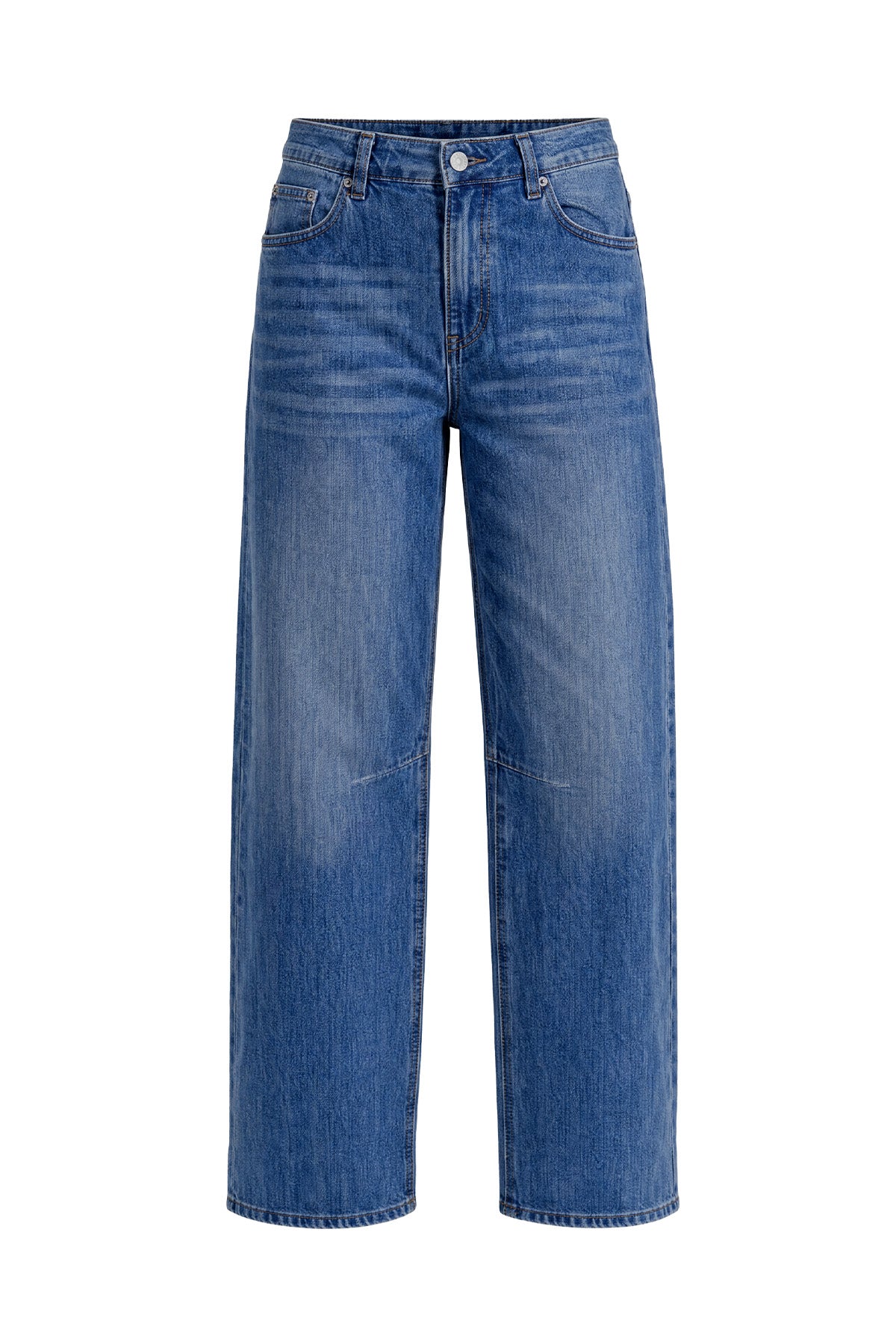 Women Blue Casual Barrel Cropped Jeans | CicyBell