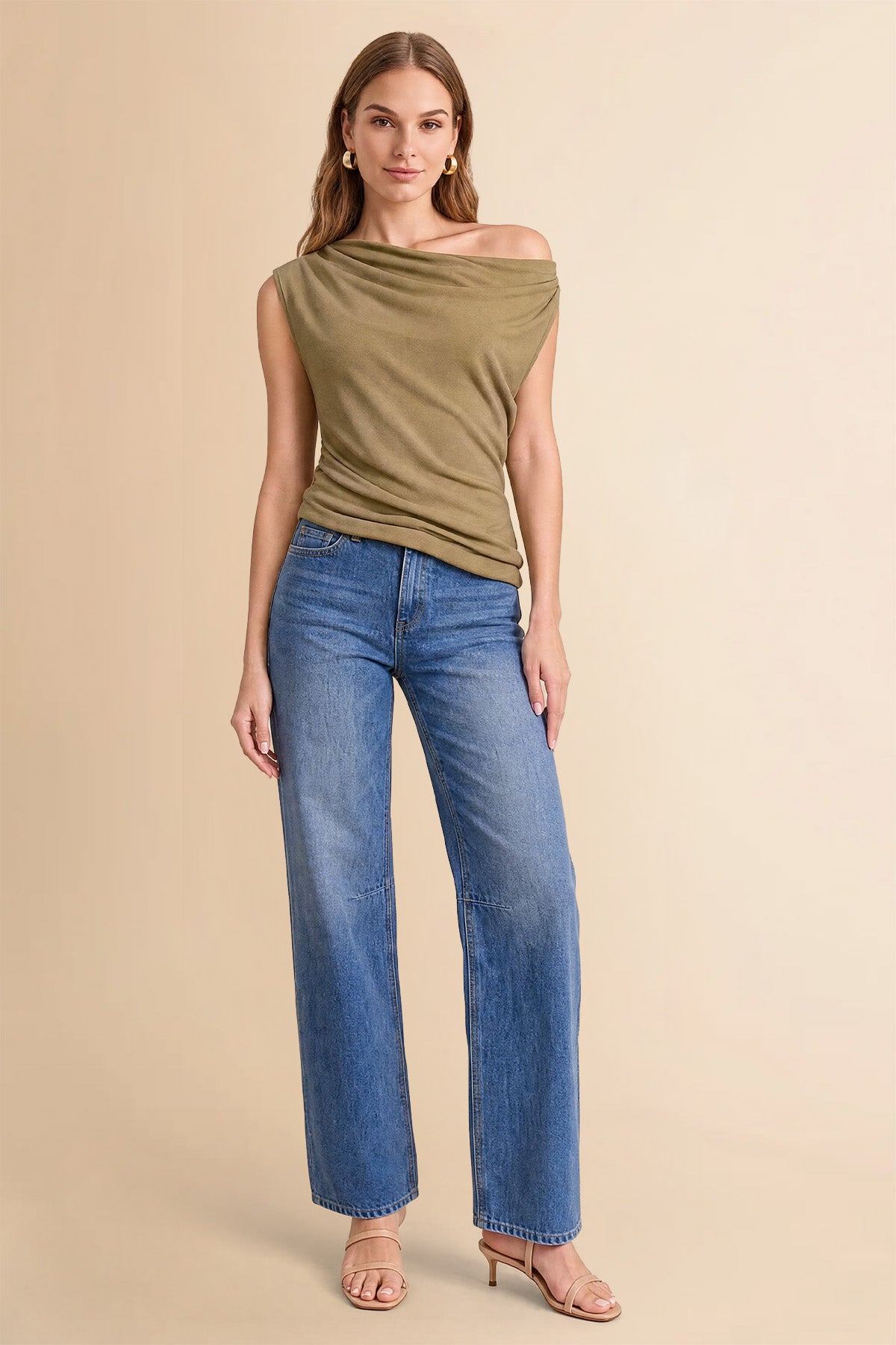Women Blue Casual Barrel Cropped Jeans | CicyBell