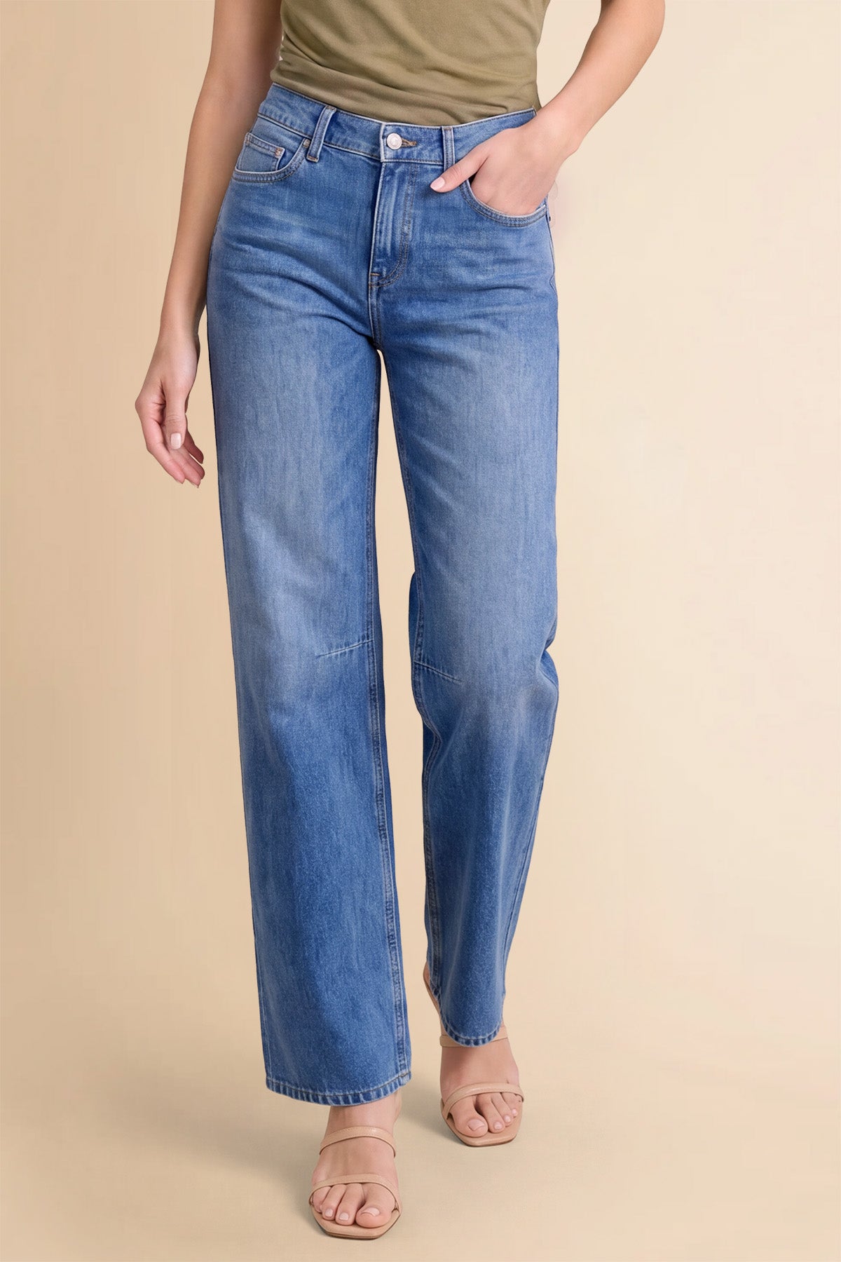 Women Blue Casual Barrel Cropped Jeans | CicyBell