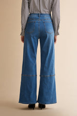 Womens Blue High Waisted Bell Bottom Jeans| CicyBell