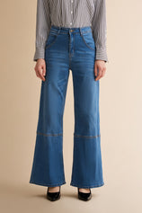 Womens Blue High Waisted Bell Bottom Jeans| CicyBell