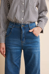 Womens Blue High Waisted Bell Bottom Jeans| CicyBell