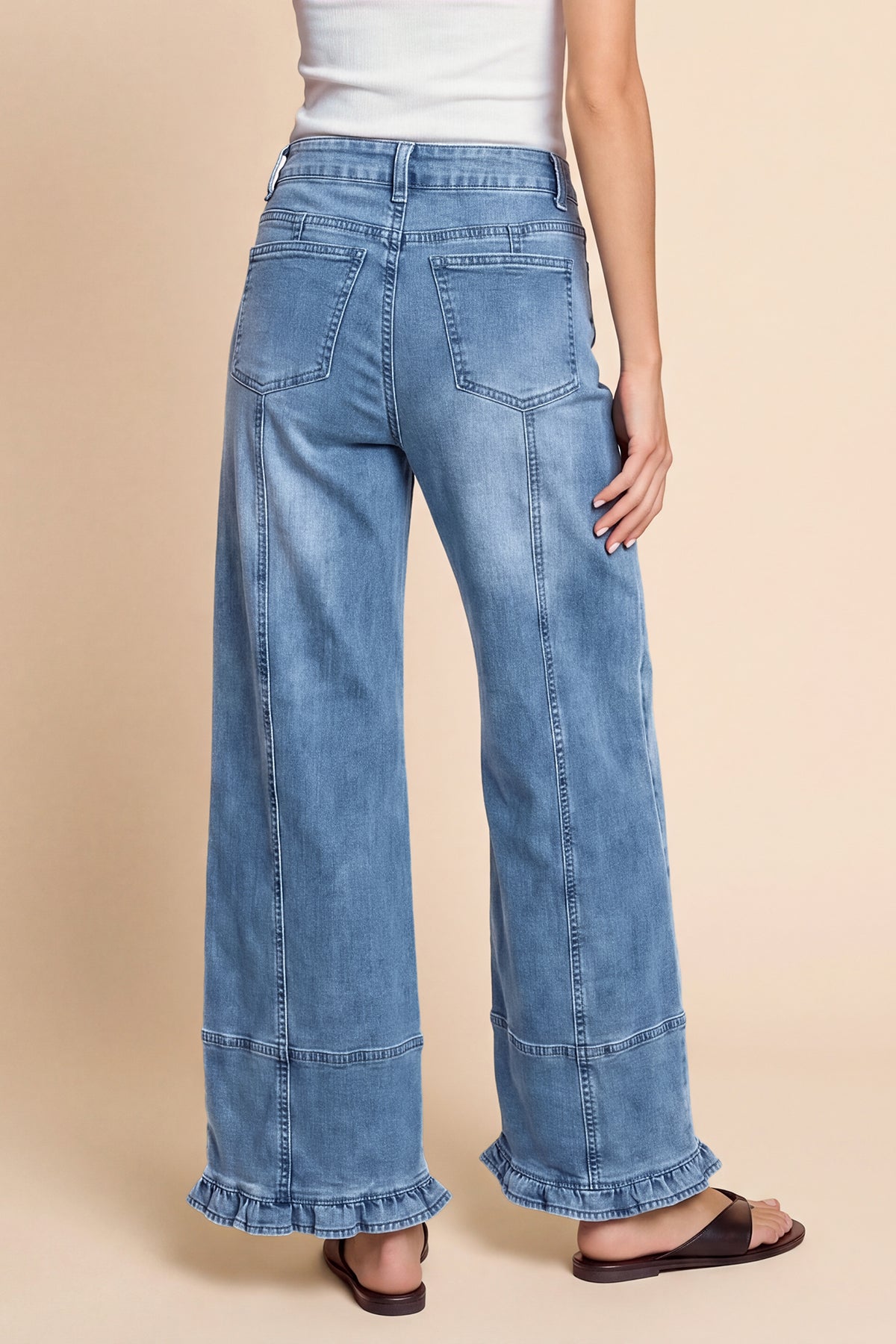 Womens Blue High Waisted Wide Leg Jeans | CicyBell