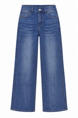 Womens Blue Wide Leg Striped High Waisted Jeans | Cicy Bell