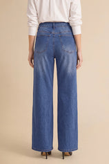 Womens Blue Wide Leg Striped High Waisted Jeans | Cicy Bell