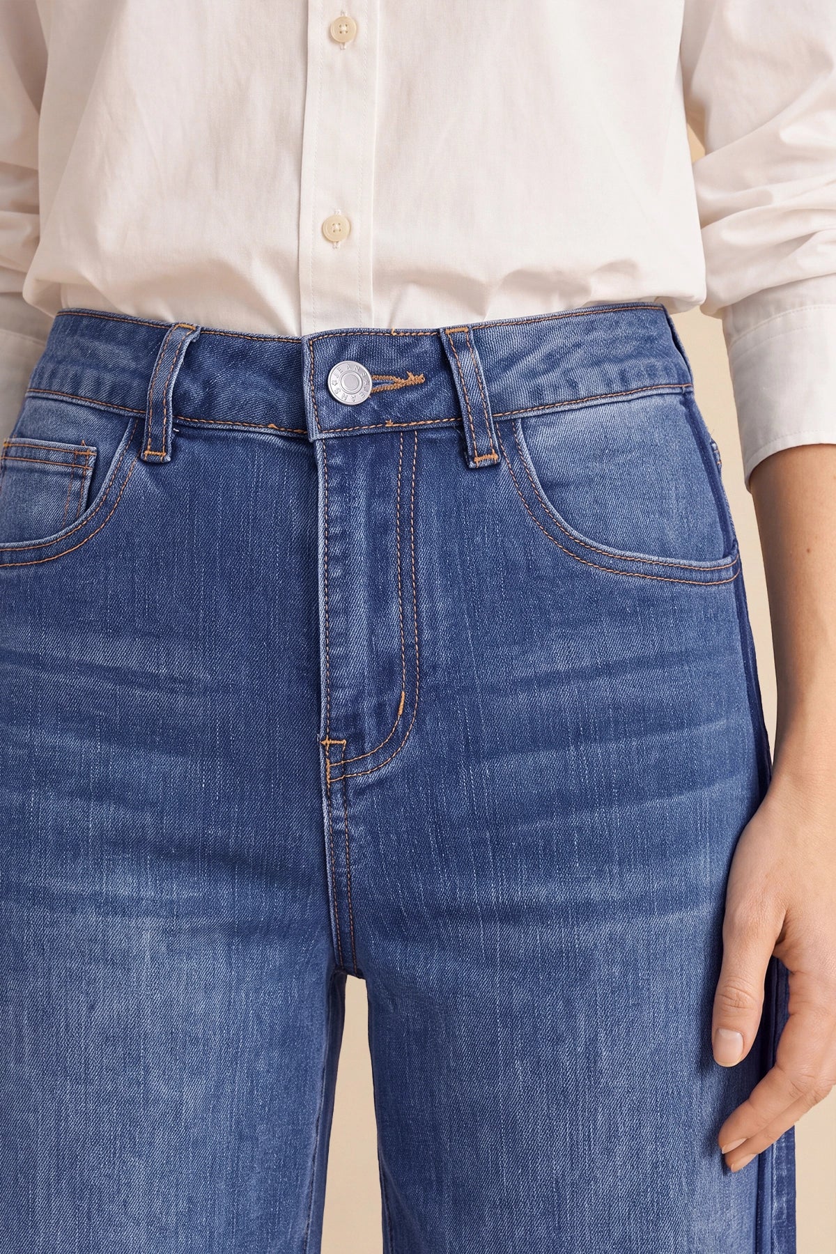 Womens Blue Wide Leg Striped High Waisted Jeans | Cicy Bell
