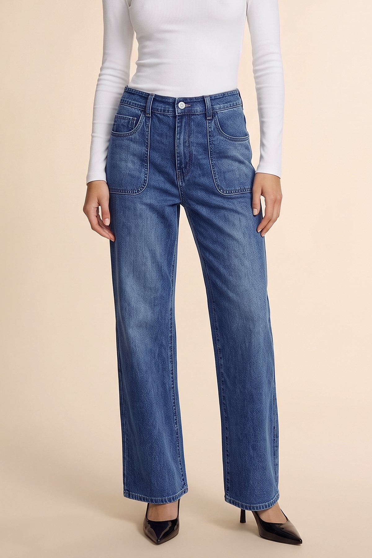 Womens Blue High Waisted Jeans | CicyBell