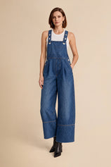 Womens Blue Wide Leg Denim Overalls | CicyBell