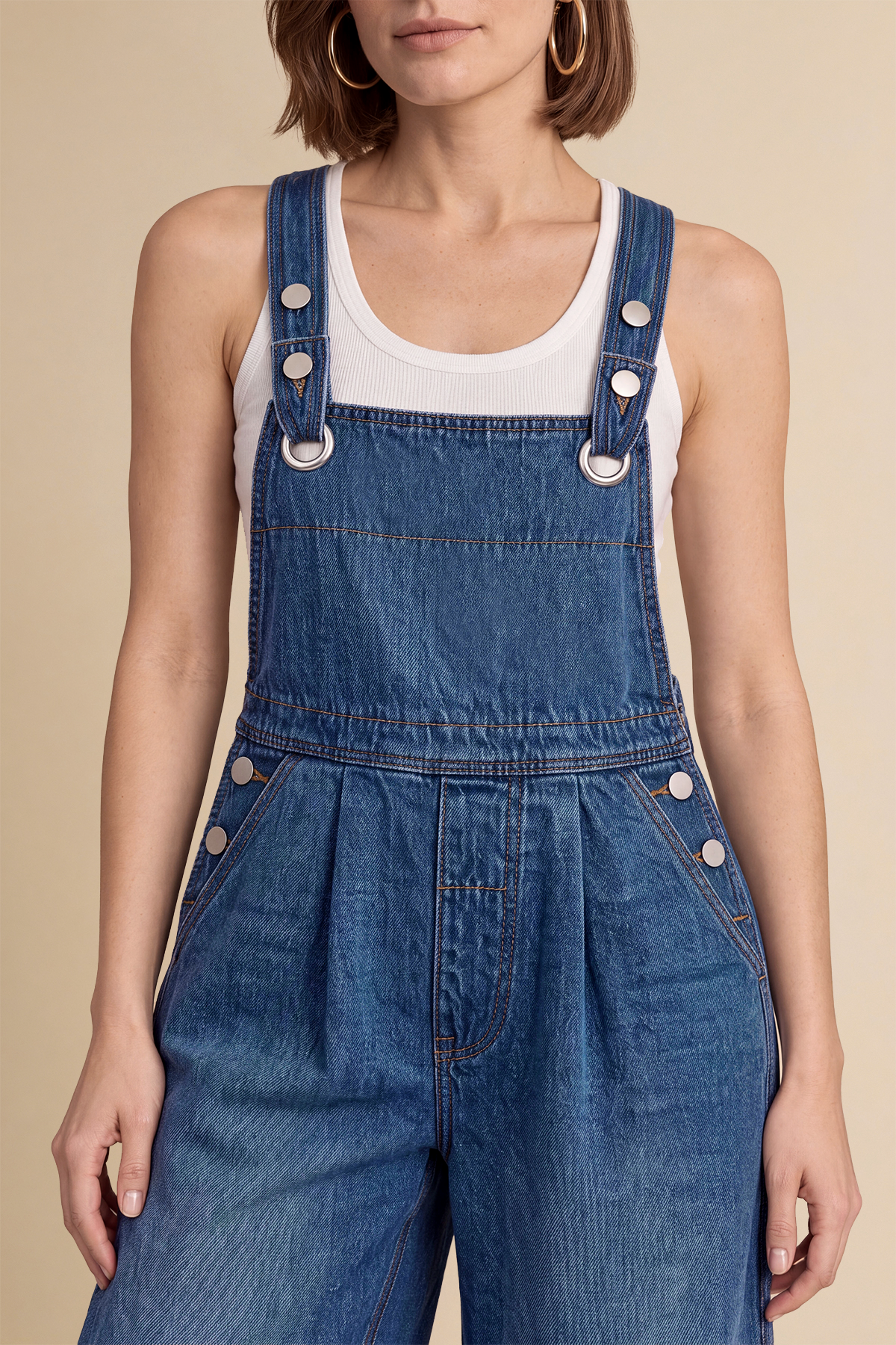 Womens Blue Wide Leg Denim Overalls | CicyBell