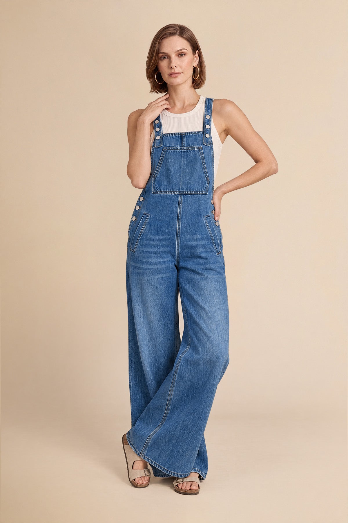 Womens Blue Bib Denim Overalls | CicyBell