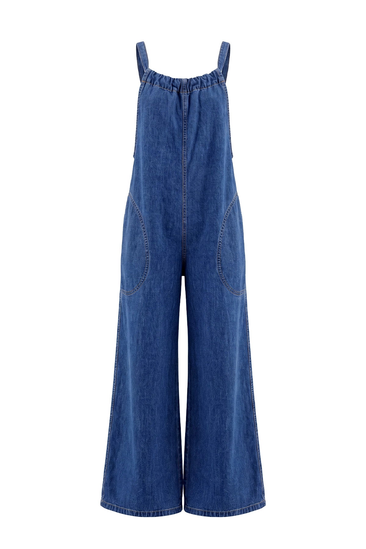 Womens Blue Wide Leg Denim Overall | CicyBell