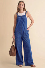 Womens Blue Wide Leg Denim Overall | CicyBell