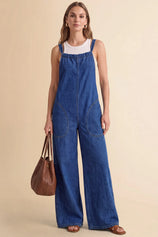 Womens Blue Wide Leg Denim Overall | CicyBell