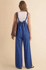 Womens Blue Wide Leg Denim Overall | CicyBell