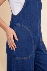 Womens Blue Wide Leg Denim Overall | CicyBell