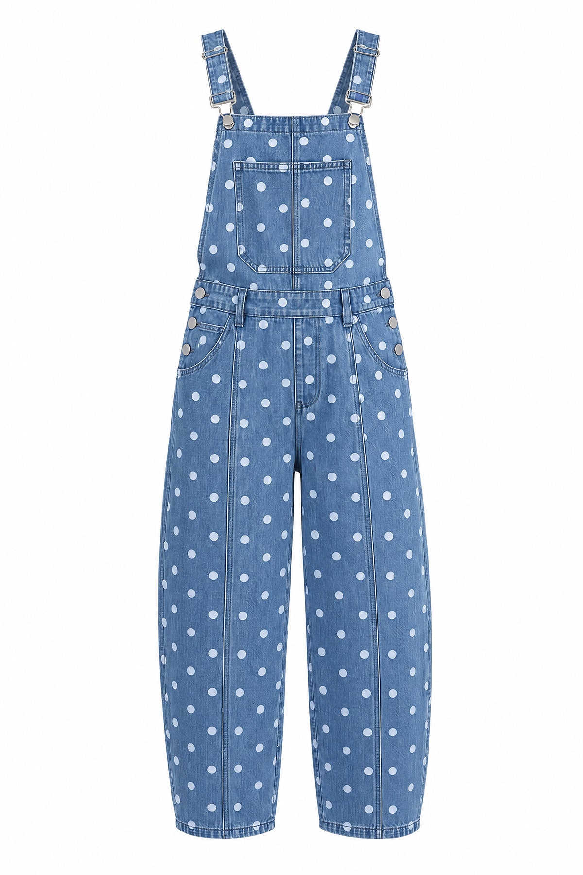 Womens Blue Polka Dot Bib Denim Overalls| CicyBell
