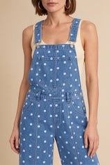Womens Blue Polka Dot Bib Denim Overalls| CicyBell