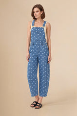 Womens Blue Polka Dot Bib Denim Overalls| CicyBell