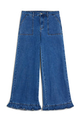 Womens Blue Ruffle Baggy Jeans | CicyBell