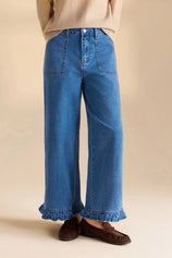 Womens Blue Ruffle Baggy Jeans | CicyBell