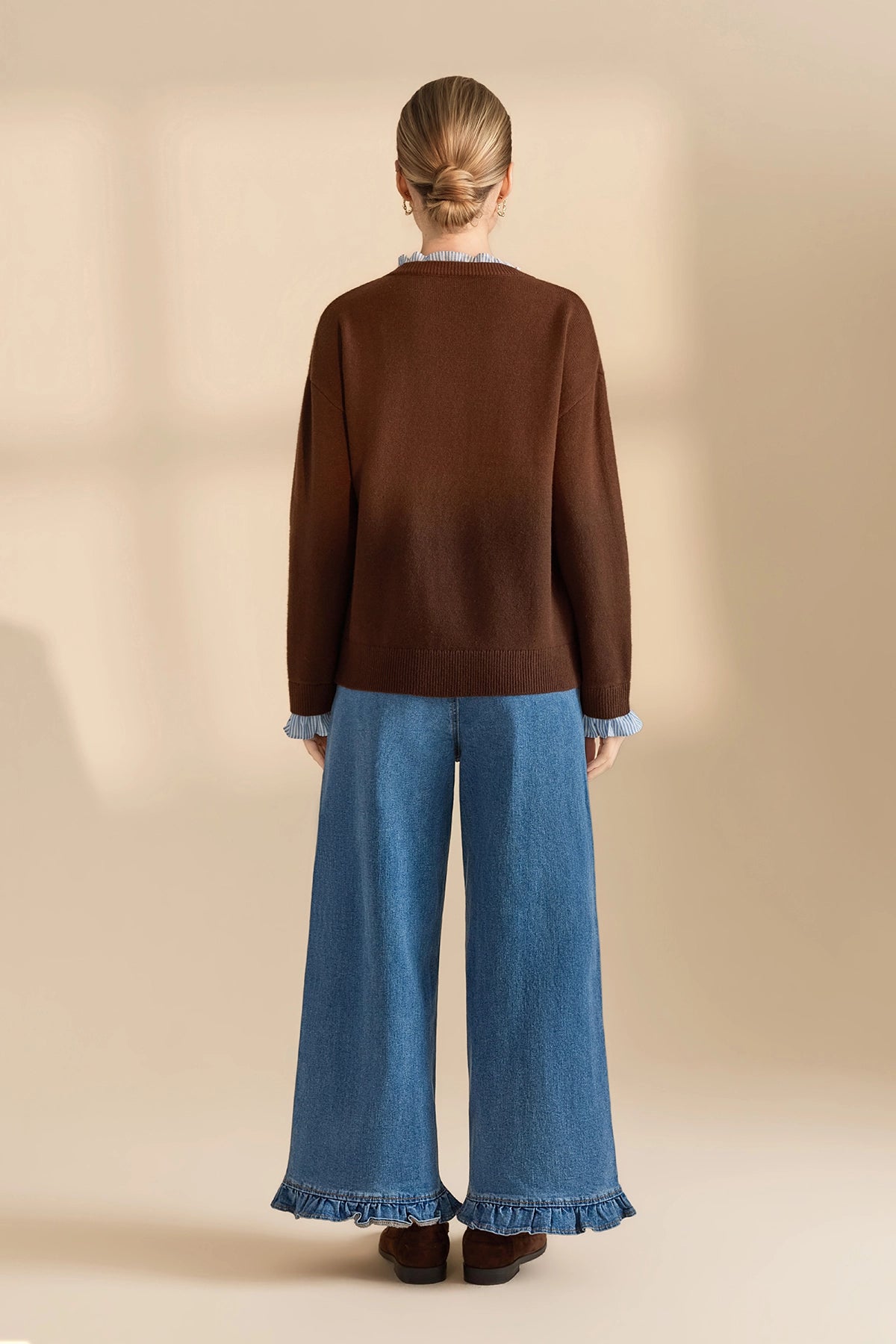 Womens Blue Ruffle Baggy Jeans | CicyBell