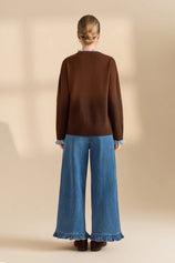 Womens Blue Ruffle Baggy Jeans | CicyBell