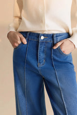 Womens Blue Baggy High Waisted Jeans | CicyBell