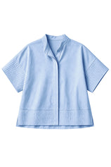 Womens Blue Cropped Short Sleeve Shirts| CicyBell