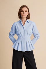 Women Blue Striped Button Down Shirts | CicyBell