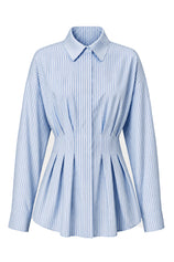 Women Blue Striped Button Down Shirts | CicyBell
