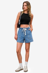 Womens Blue Baggy High Waisted Shorts | CicyBell