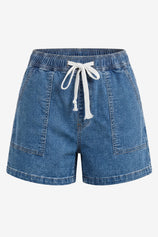Womens Blue Baggy High Waisted Shorts | CicyBell
