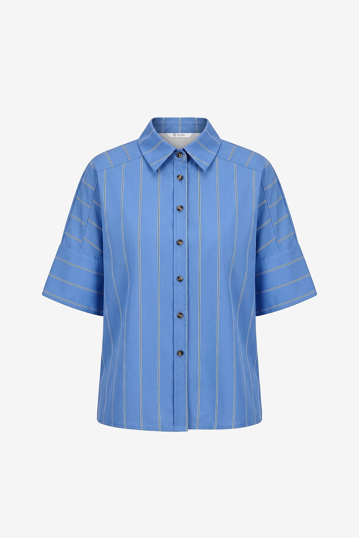 Womens Blue Striped Button Down Shirts | CicyBell