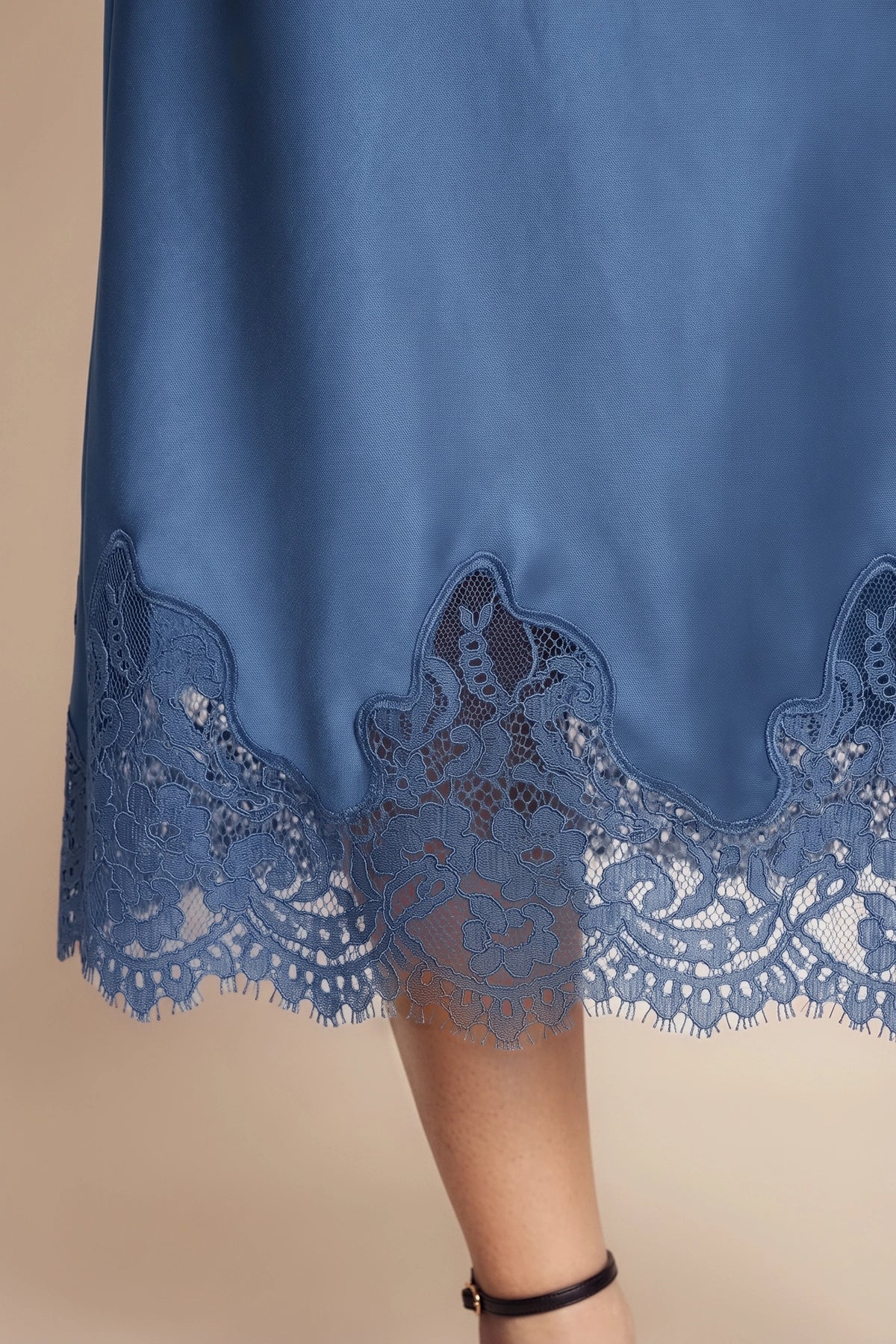 Womens Blue Silk Satin Midi Skirts | CicyBell