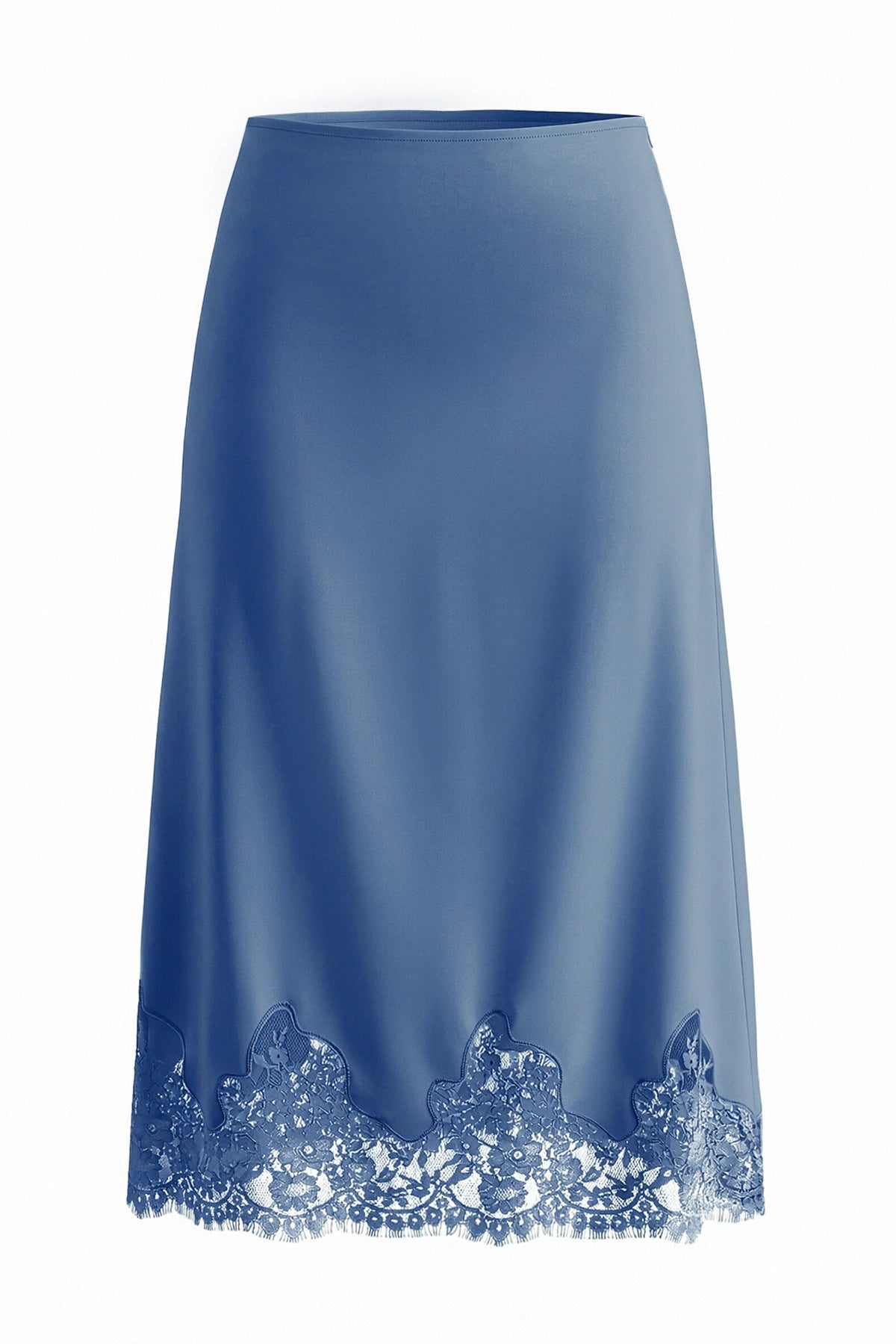 Womens Blue Silk Satin Midi Skirts | CicyBell