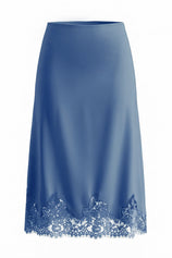 Womens Blue Silk Satin Midi Skirts | CicyBell