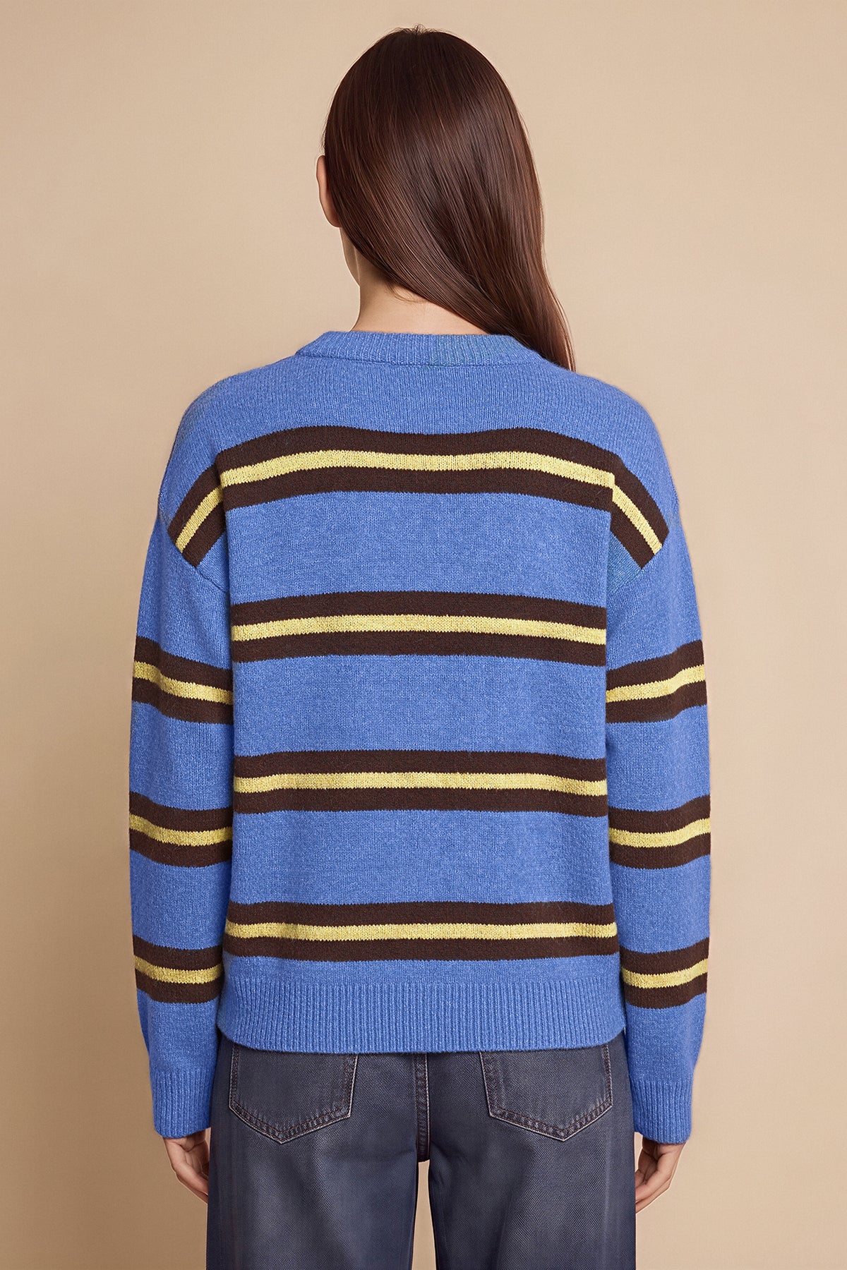 Womens Blue Striped Pullover Sweater | CicyBell