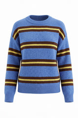 Womens Blue Striped Pullover Sweater | CicyBell