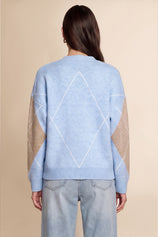 Women Blue Plaid Color Block Cardigan | CicyBell