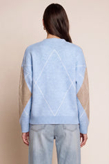 Women Blue Plaid Color Block Cardigan | CicyBell